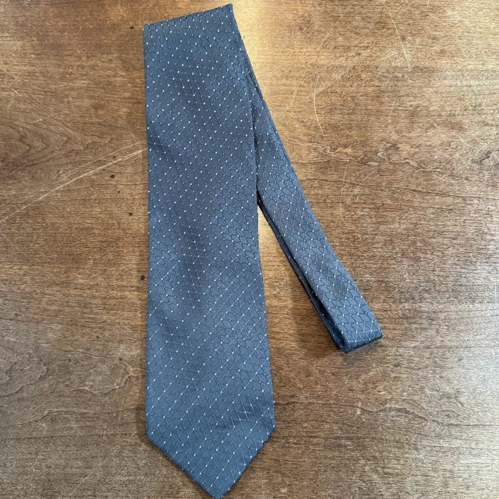 Giorgio Armani Cravatte Men Silk Dress Neck Tie Blue Checked‎ Italy 3 7/8
